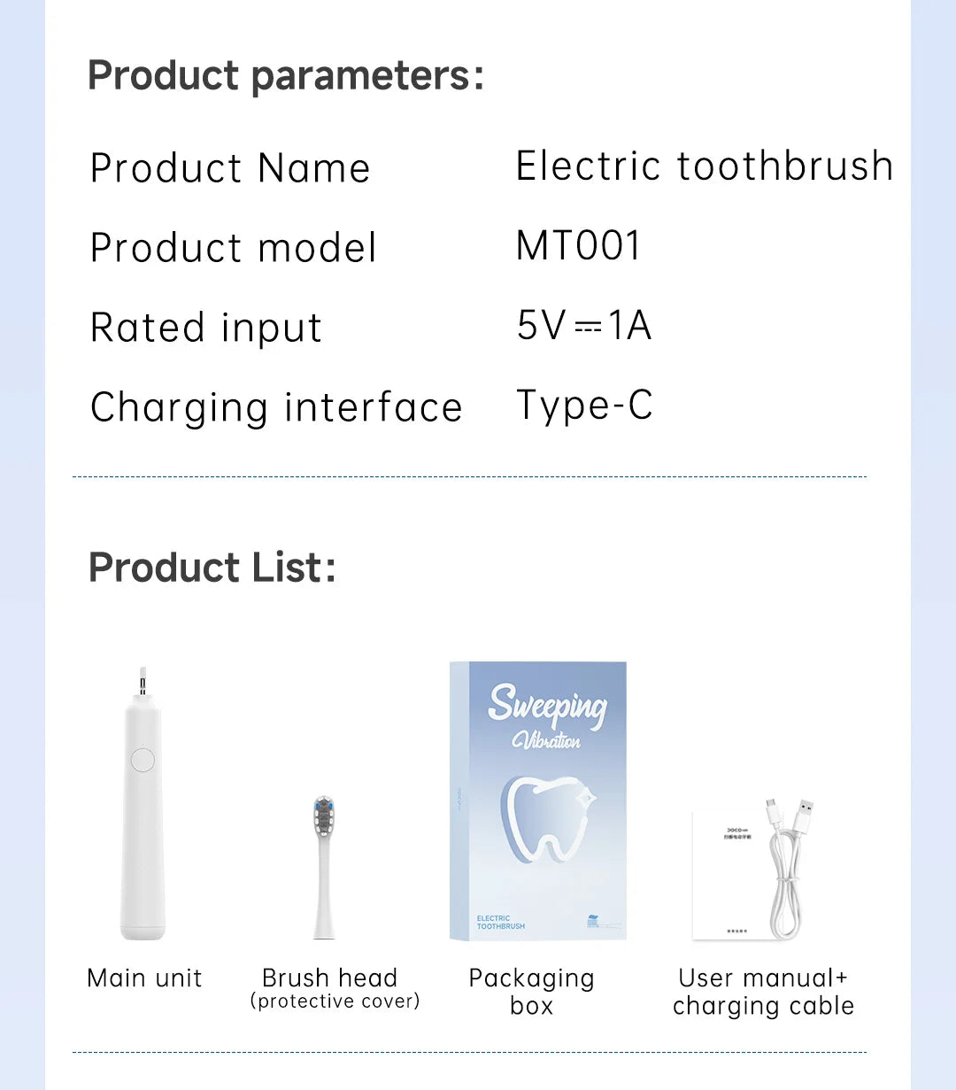 DOCO Sonic Electric Toothbrush 3-gear vibration Mode Smart Whitening Oral Clean Tooth Brush Personal care appliances