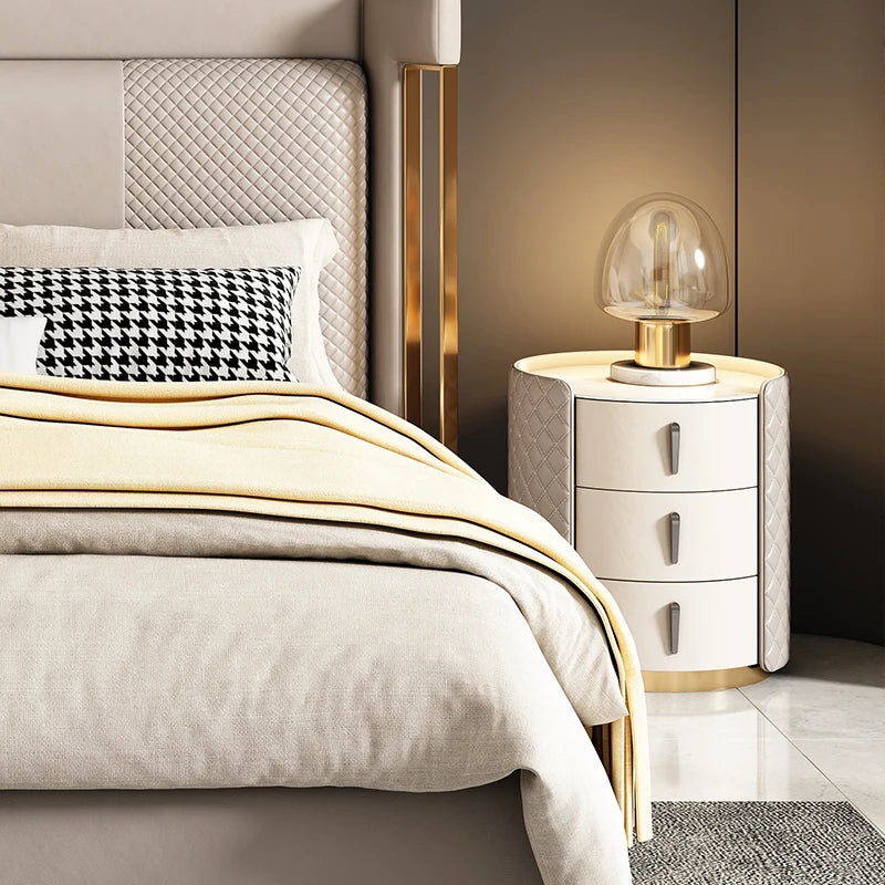 Storage Modern Nightstand Aesthetic Luxury Simple Leather Bedside Table Italian Trendy Muebles Para Cuarto Bedroom Furniture