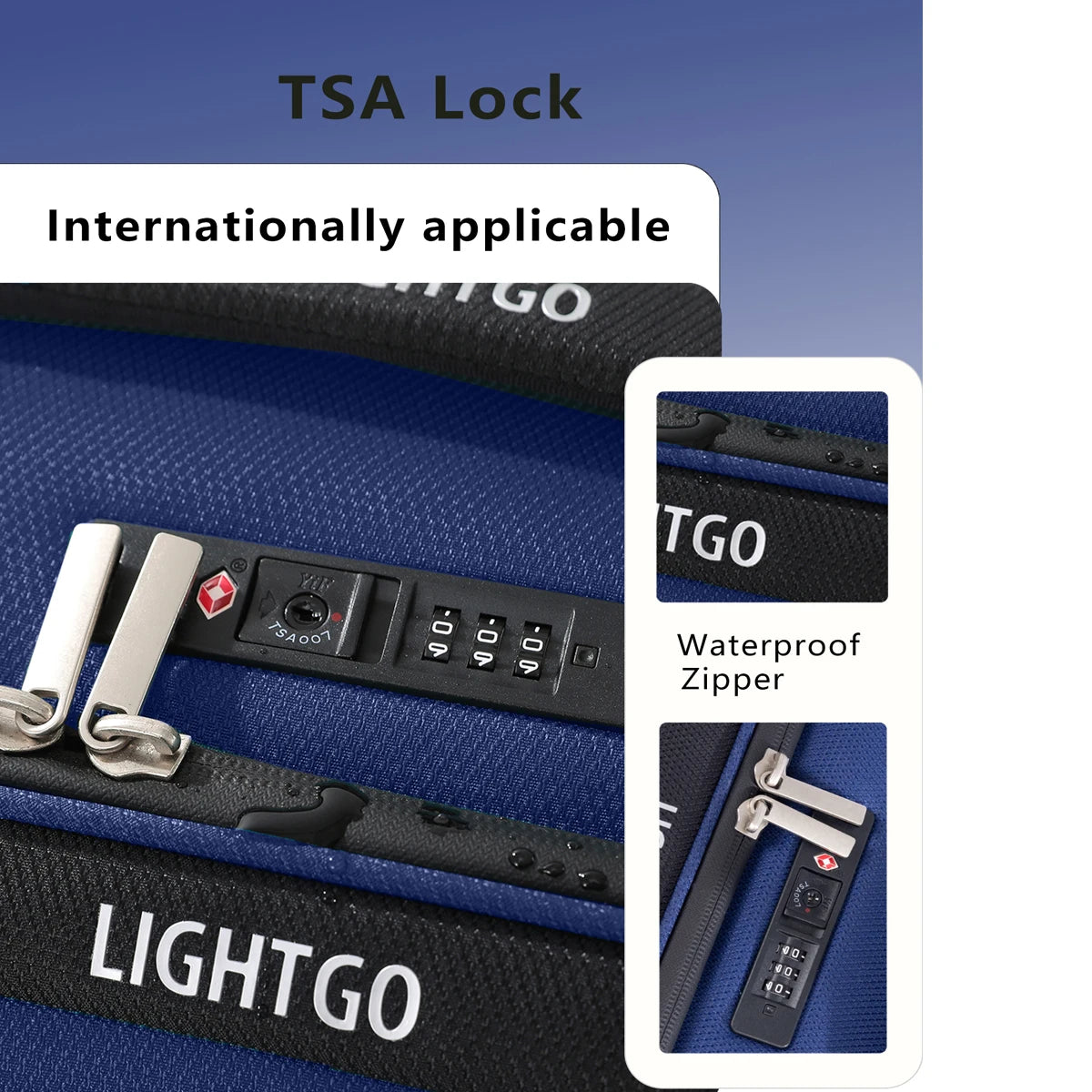 LightGo Ultra Lightweight Luggage Waterproof Expandable Large Capacity 8 Wheel Silent Spinner Check in Carry on Bag