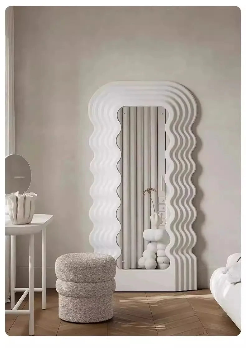 Luxury Furniture Nordic  clothing store  body lamp fitting mirror wave floormirror bedroom home cloakroom mirror bathroom decor