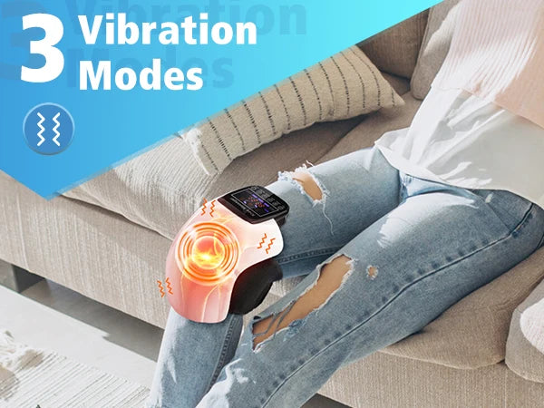 Heated Vibration Knee Massager for Joint Electric Knee Brace Red Light Knee Care Home Office Airbag Relaxing Treatment Knee Pad