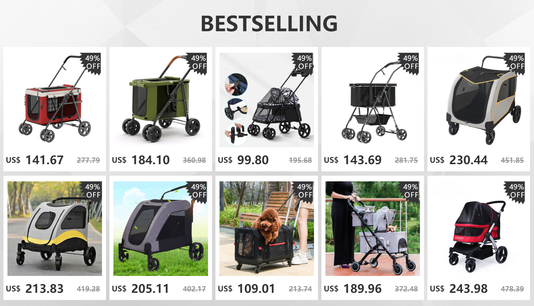 Multiple pet strollers large dog trolley cart folded large space Multifunctional trolley case with wheel bearing 30kg for travel