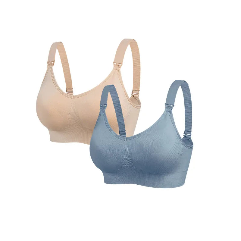 2pcs/Lot Maternity Wireless Front Open Nursing Bra Women's Breathable Seamless Breastfeeding Bras Pregnant  Mom Clothing