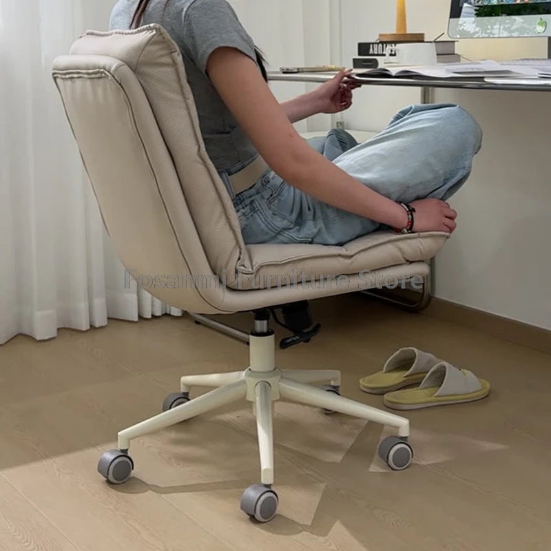 Height Adjustable Faux Leather Vanity Chair Ergonomic Office Home Comfort Swivel Desk Chair Simple Soft Gaming Computer Chairs