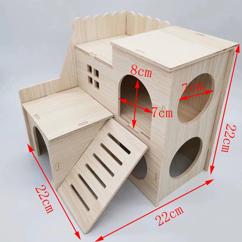 Hamster Squirrel Solid Wood Avoidance House Hedgehog Wooden House Golden Bear Nest Dutch Pig Dormitory Rutin Chicken Large House