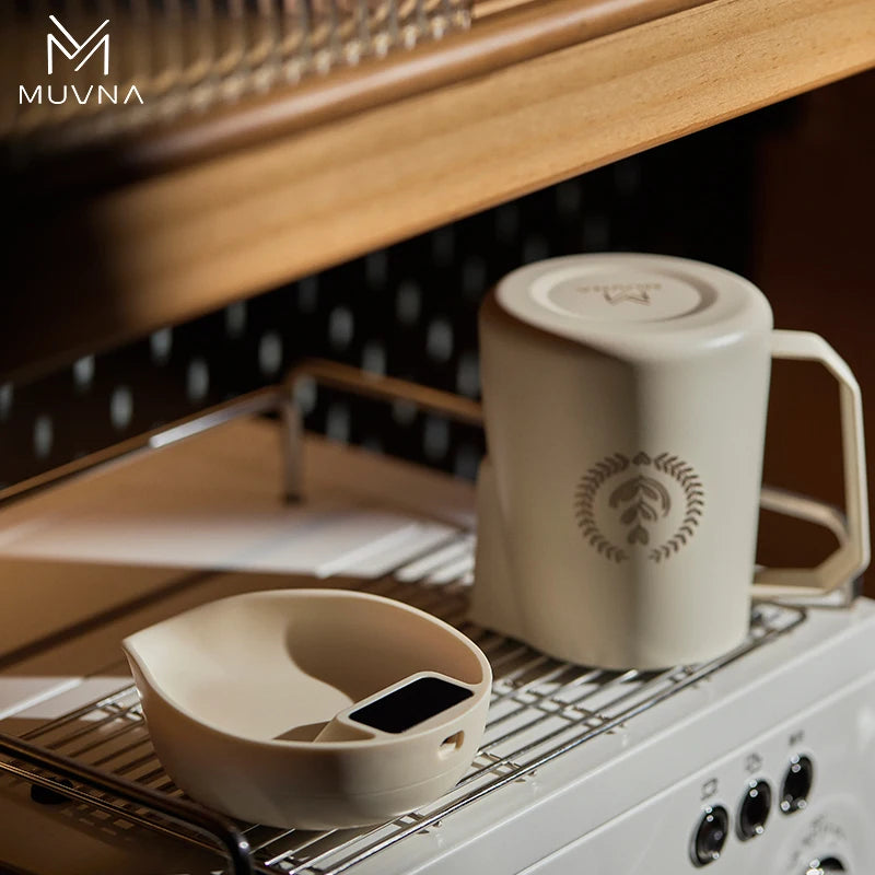 MUVNA Electronic Scale Bean Tray Espresso LED Weighing 0.1g ABS Electronic ScaleHigh Precision Measures Black Beige