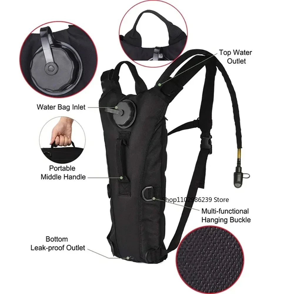 Tactical Hydration Backpack 3L Waterproof Water Bag Outdoor Sports Travel Cycling Mountaineering Convenient Water Bottle bag