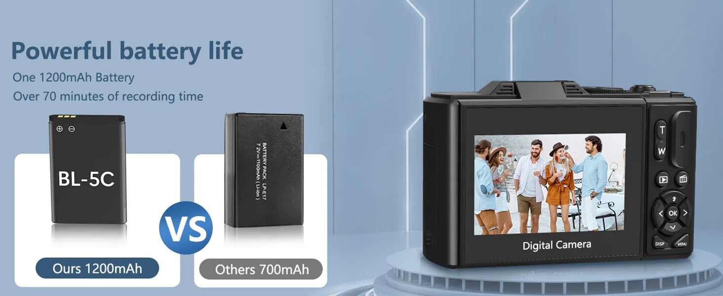 4K compact digital photography camera, 18x digital zoom, vintage vlog video recorder for YouTube, 180° flip screen, WiFi webcam