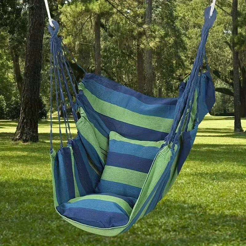 Outdoor Thickened Canvas Hammock Camping Outdoor Swing Net Hed Anti Rollover Striped Hanging Chair Hammock