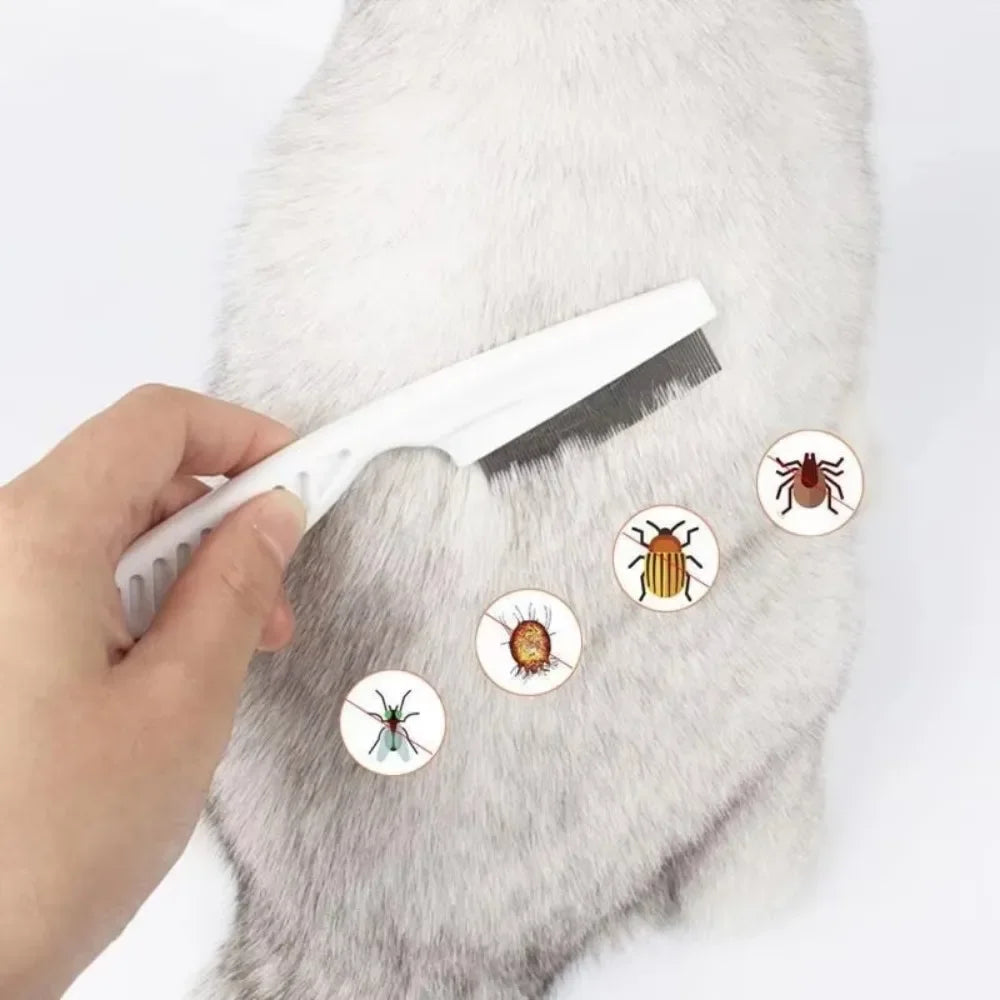Stainless Steel Fine Tooth Comb  Puppy Cat Hair Grooming Brush Dog Flea Louse Shedding Tools Cat Dog Bath Cleaning Supplies