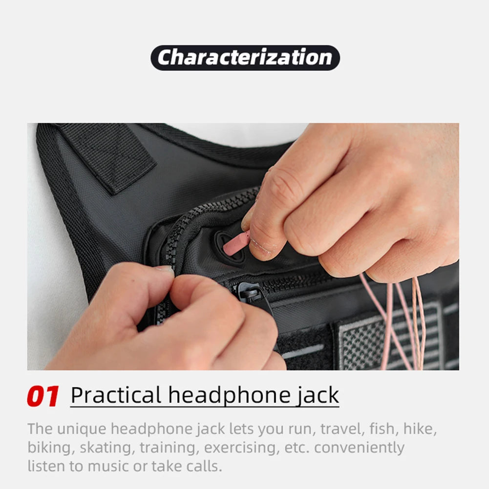 Sports Chest Bag Lightweight Front Chest Pack Running Vest Bag With Pocket Phone Holder Large Capacity Waterproof Tactical Vest