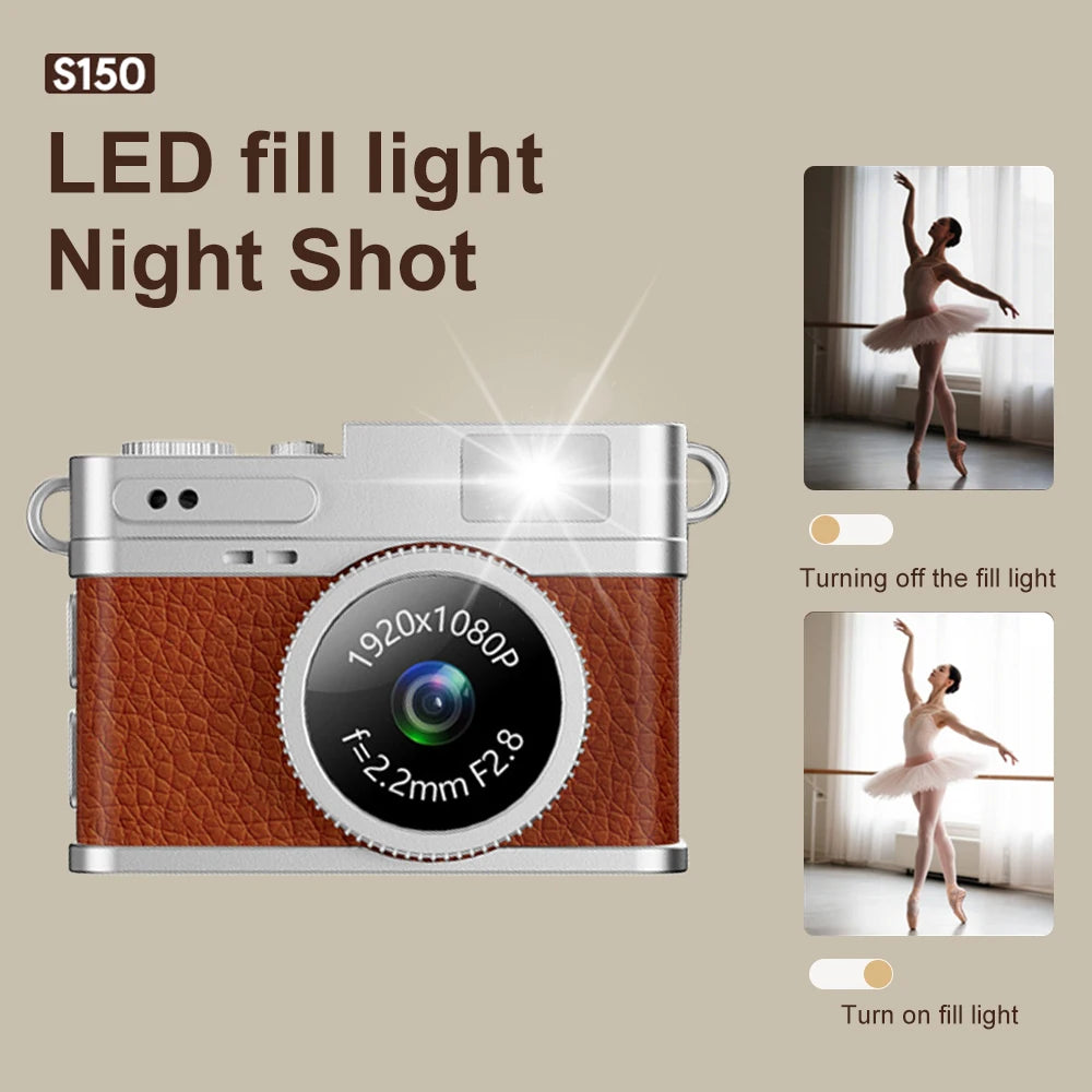 1080P Digital Camera Retro CCD Mini Cam with Screen Indoor Outdoor Sports Portable Vintage Very Small Camcorder Video Recorder