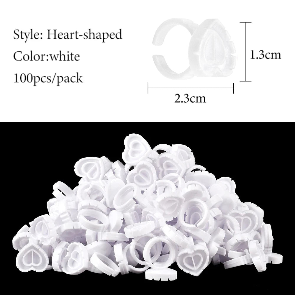 100PCS Glue Rings Lash Rings for Glue, Pigment Rings for Eyelash Extensions Eyelash Glue Holder Lash Glue Ring Smart Cups