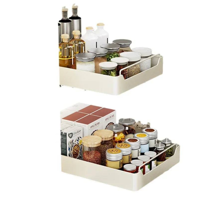 Pull Out Spice Rack Organizer with Smooth Slide Rails No Tools Required Kitchen Cabinet Storage Drawer for Maximum Space