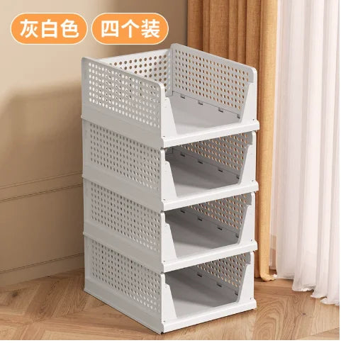 6 Pack Folding Closet Organizers Storage Box, Stackable Plastic Storage Basket, Closet Organizers and Storage Drawer Shelf Stora