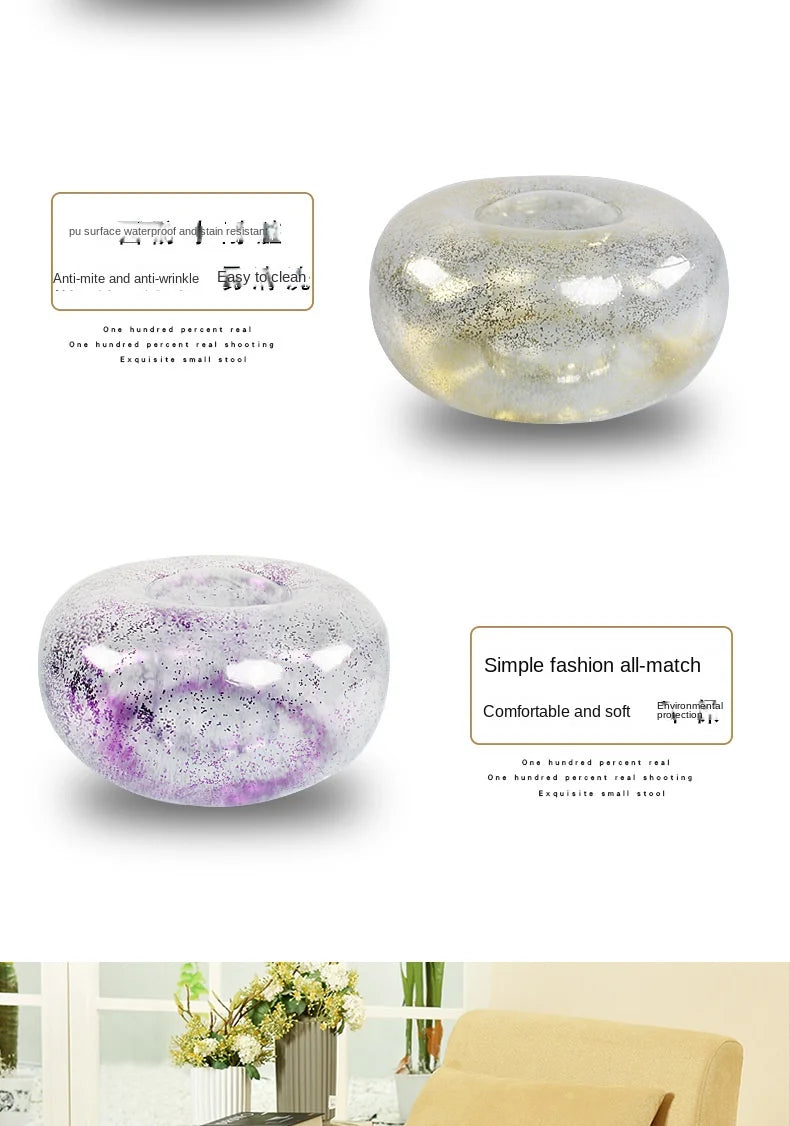 K-STAR Spot Inflatable Home Lazy Sofa Transparent Sequin Lounge Chair Portable PVC Inflatable Sofa Outdoor Portable New Hot 2024