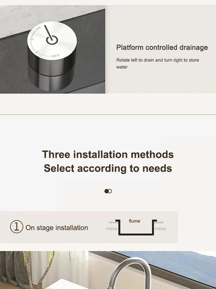 Kitchen Sink Stainless Steel Waterfall Sinks Extra Large Single Slot with Digital Display Faucet Set For kitchen