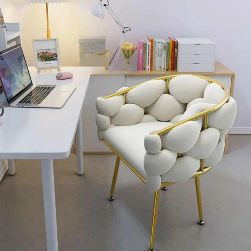 Nordic Metal Living Room Chair For Living Room Soft Upholstered Backrest Chairs Light Luxury Back Leisure Household Armchair