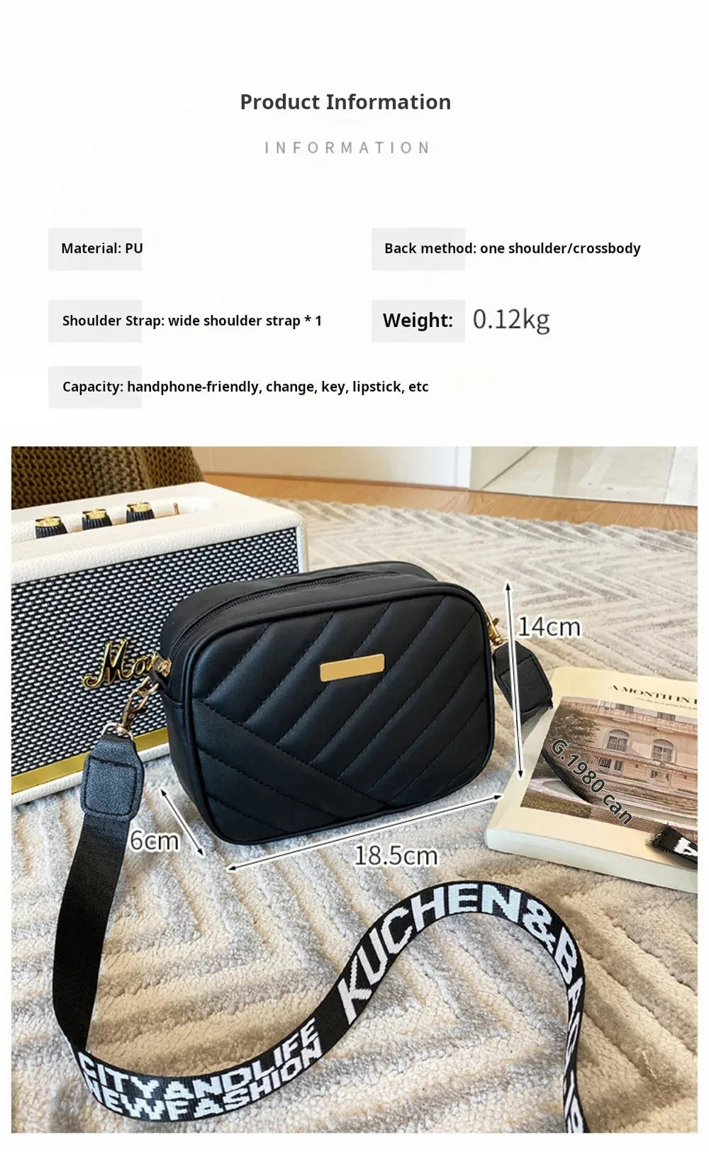 High quality women's PU rolling strip camera bag shoulder bag mobile phone bag casual crossbody bag