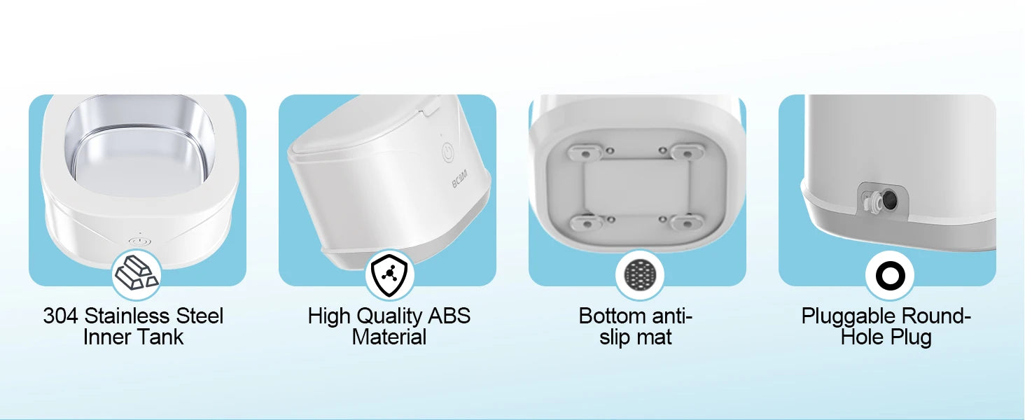 KUNPHY 46kHz Ultrasonic Cleaner Mini Portable Washing Machine Timer Ultrasound Bath Sonic Cleaning Devices for Dentures Aligner