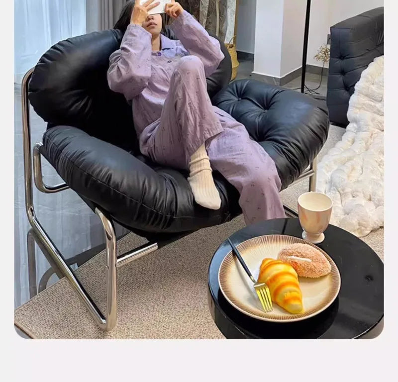 Leather Single Living Room Armchair Adjustable Recliner Chairs Comfortable Backrest Chair Light Luxury Living Room Furniture