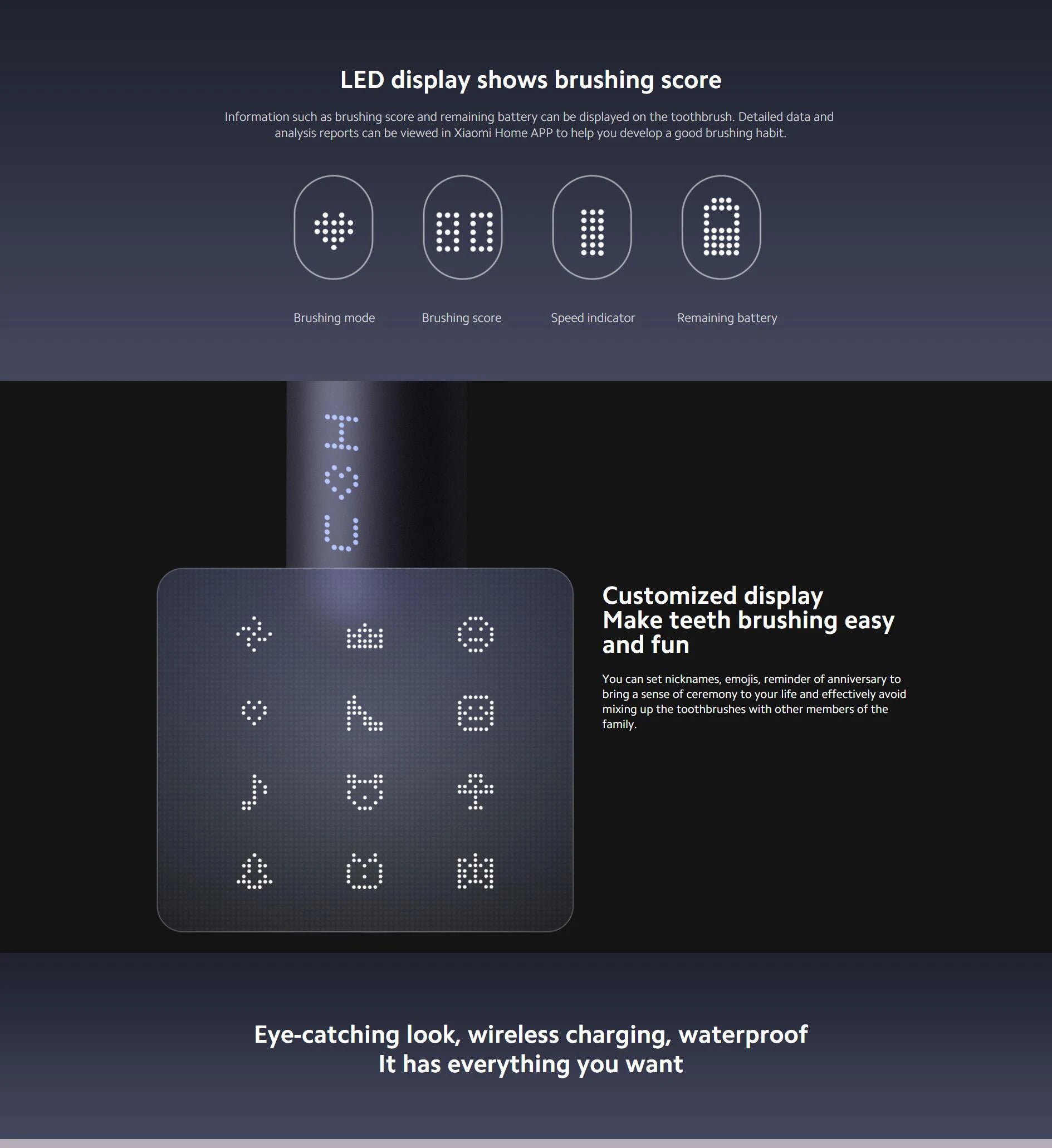 XIAOMI MIJIA T700 Sonic Electric Toothbrush Teeth Whitening Ultrasonic Vibration Oral Cleaner Brush Smart APP LED Display