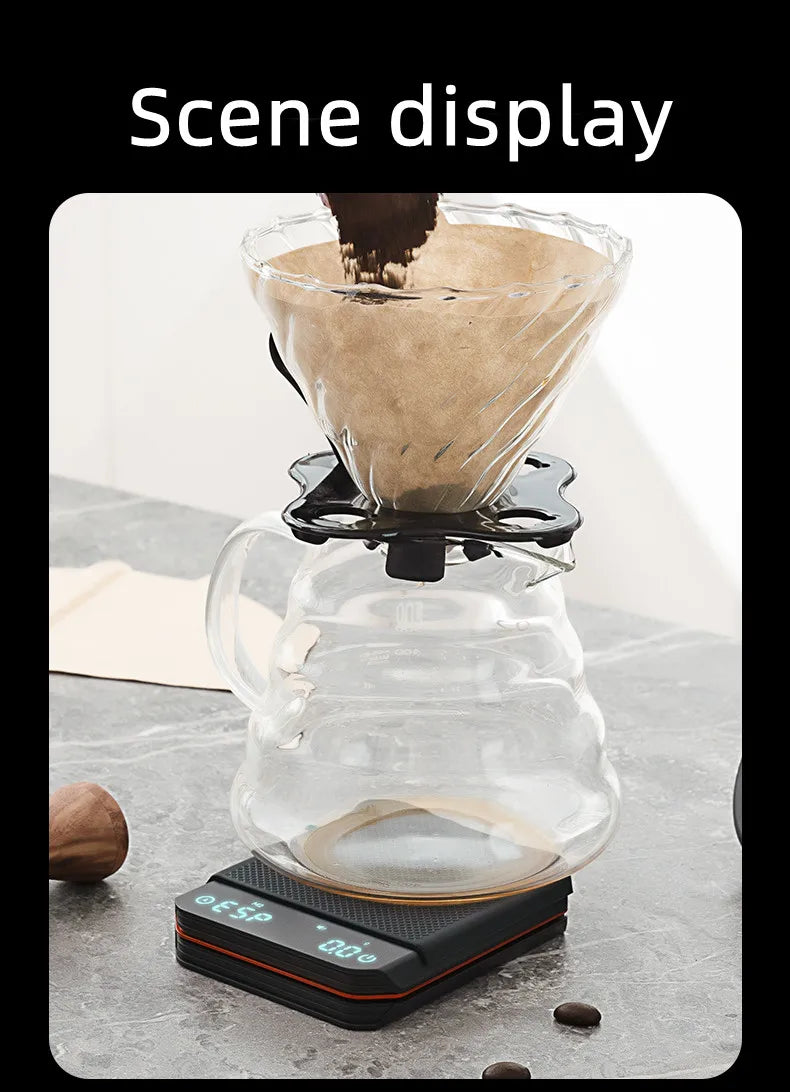 Portable Digital Coffee Scale – Rechargeable High-Precision Kitchen Scale with Timer 2kg/0.1g Accuracy for Pour-Over, Espresso
