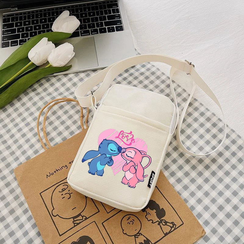 Disney Stitch Fashion Mobile Phone Bags Anime Women Messenger Bag Children Kawaii Coin Purse Girls Portable Crossbody Pouch Gift