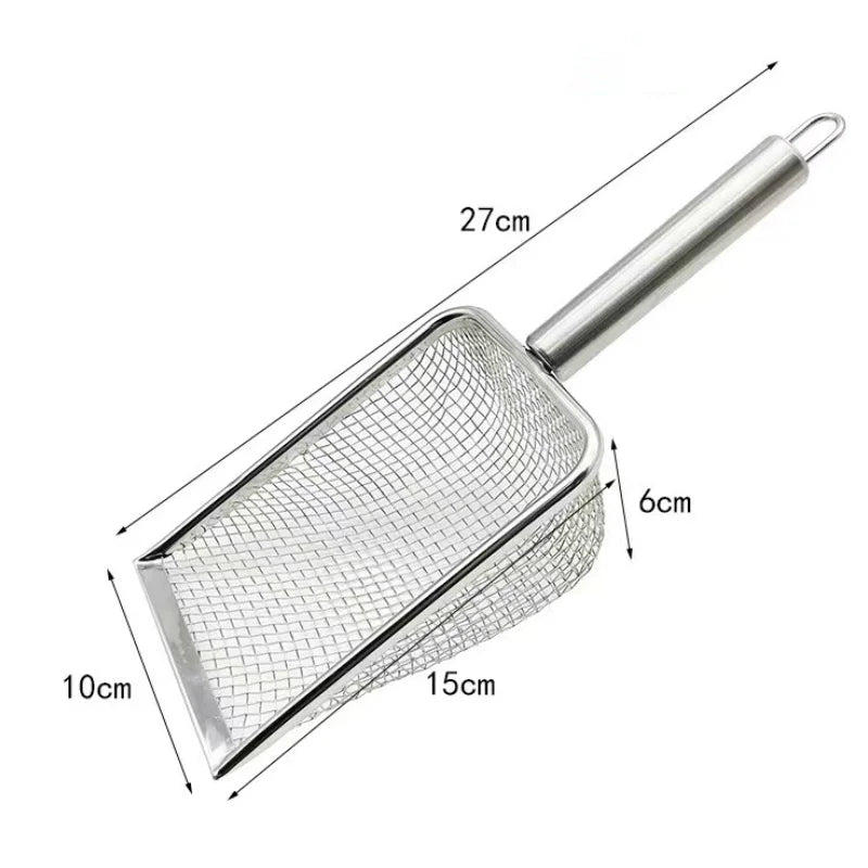 2X2mm Fine Pores Cat Sand Shovel Pet Supplies Stainless Steel Shovel Applicable Small Cat Litter Pet Feces Clean Filter Shovel