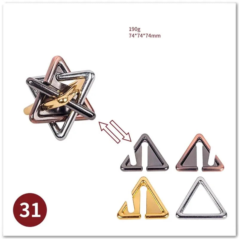 Classic IQ Metal Brain Magic Baffling Puzzles Game Toys for Children Adults Funny Gifts