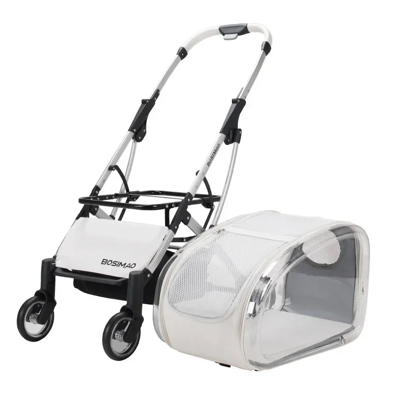 2024 Pet Stroller Transparent Pet Cart Dog Walking Cart Small Medium Sized Dog Pulled Stroller Lightweight Foldable Detachable