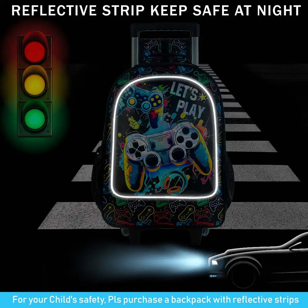 Rolling Backpack for Boys, Kids Roller Wheels School Bookbag with Lunch Bag, Wheeled .。School Bag for Children