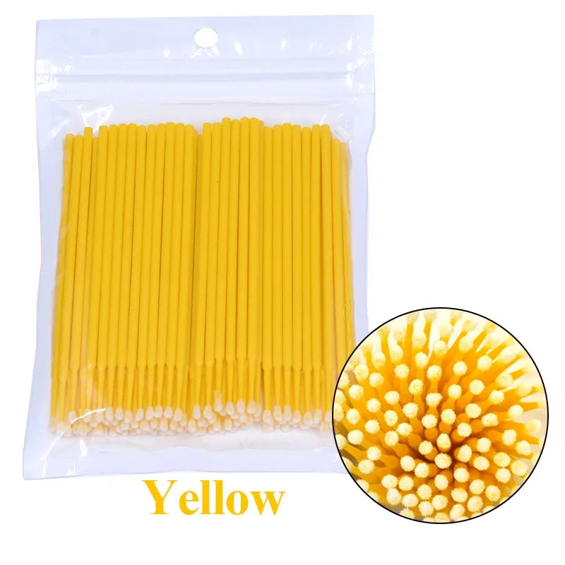 100Pcs Eyelash Cleaning Brush Lash Extension Micro Cotton Swab Individual Eyelashes Microbrush Beauty Makeup Clean Remover Tools