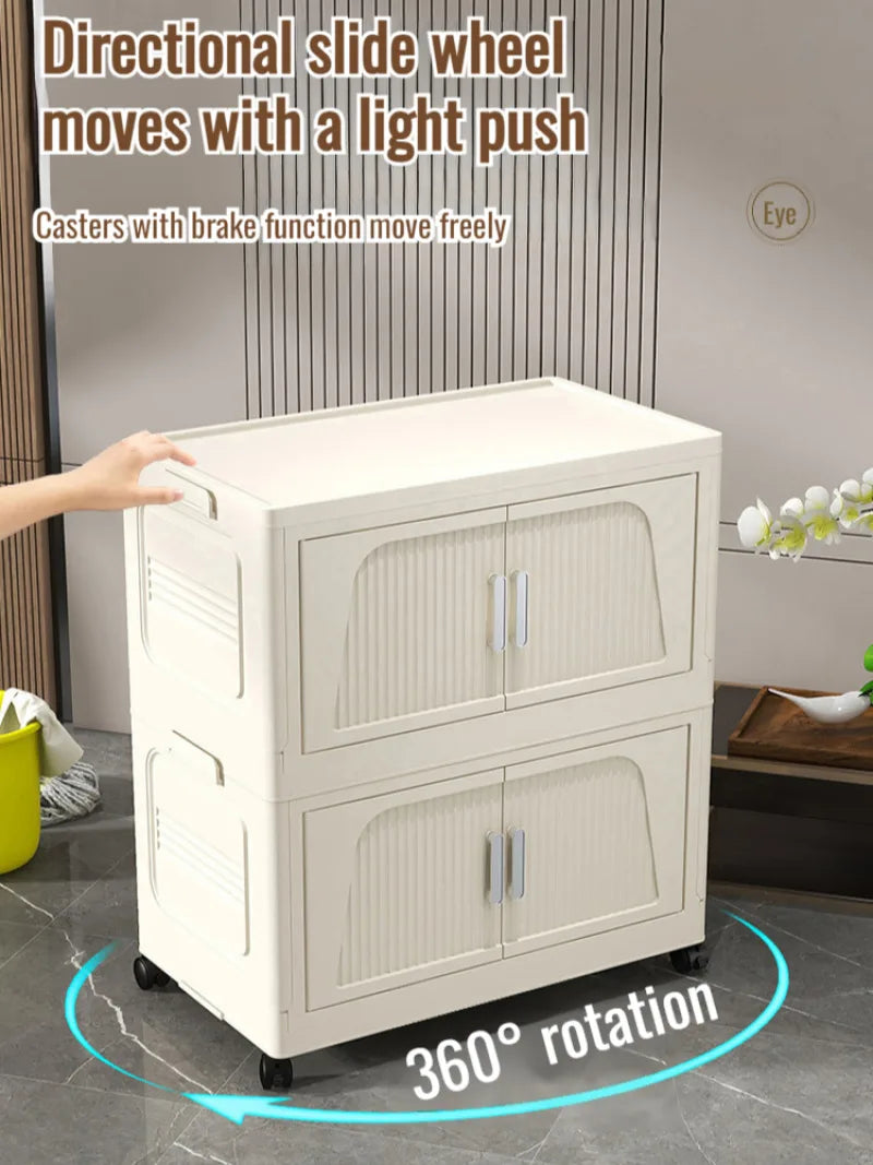Multifunctional Foldable Storage Cabinet Children's Closet Large Capacity Space Closet Organizer Living Room Sundries Cabinet