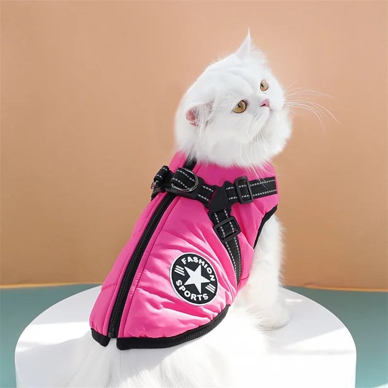 Winter Dog Clothes Puppy Cat Coat with Harness Waterproof Warm Cotton Jacket for Small Large Dogs Reflective Vest Pet Apparel