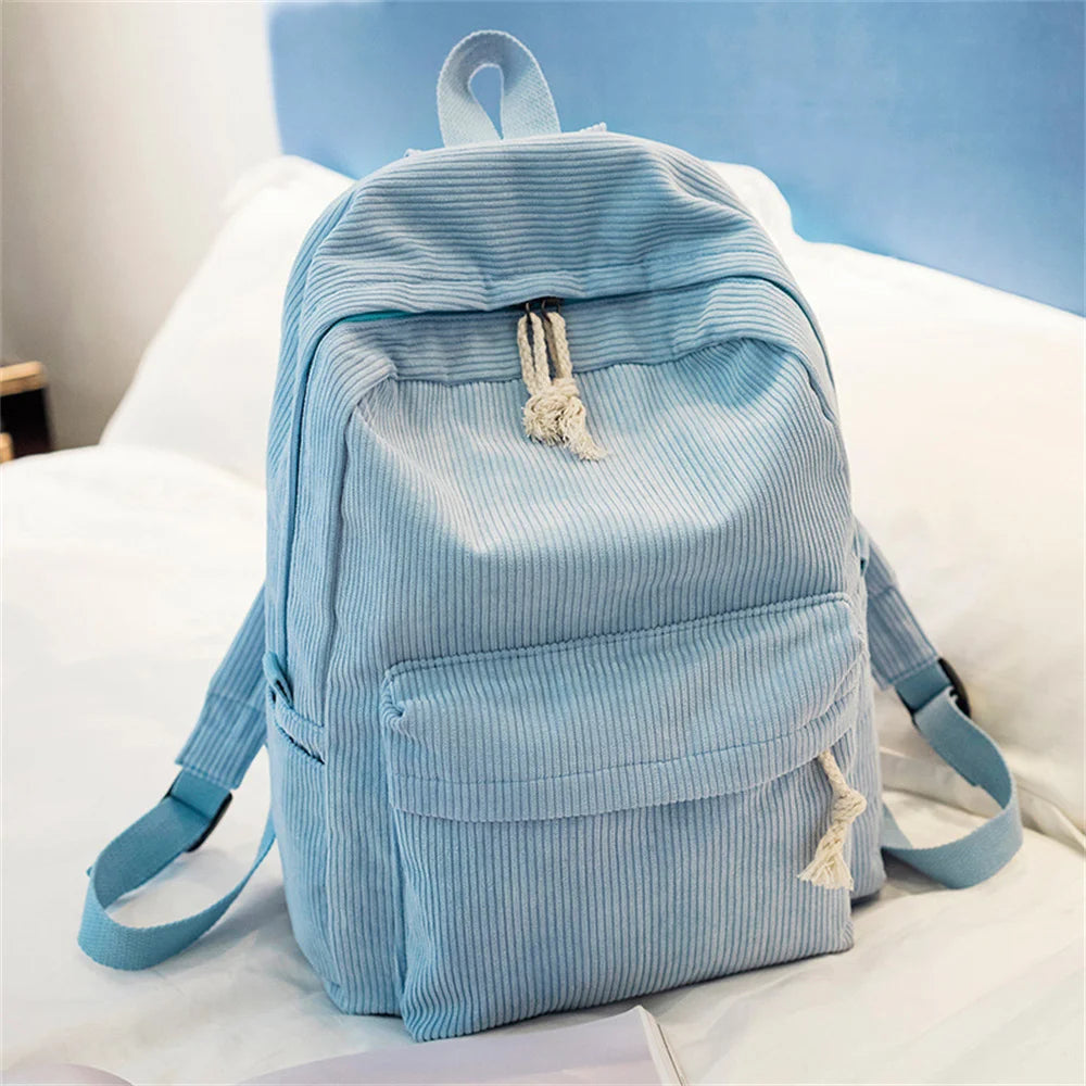 Large Capacity Corduroy Schoolbag Custom Name Solid Color Campus Bag Personalized Travel Simple Corduroy Backpack Unique Gifts