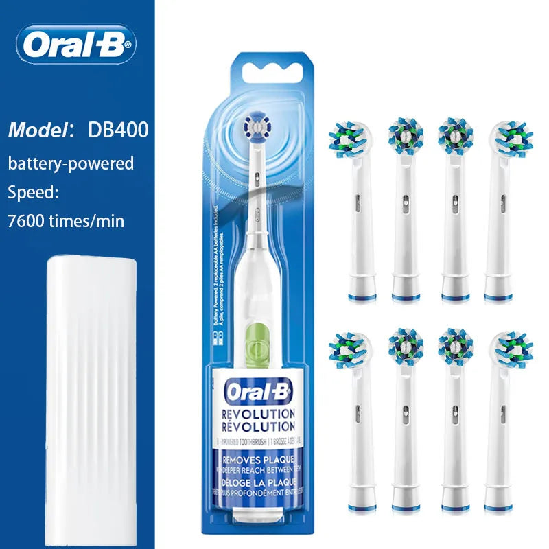 Oral B Rotation Electric Toothbrush AA Battery 7600 Rpm Cross Action Cleaning Teeth Tooth Brush with Brush Refills