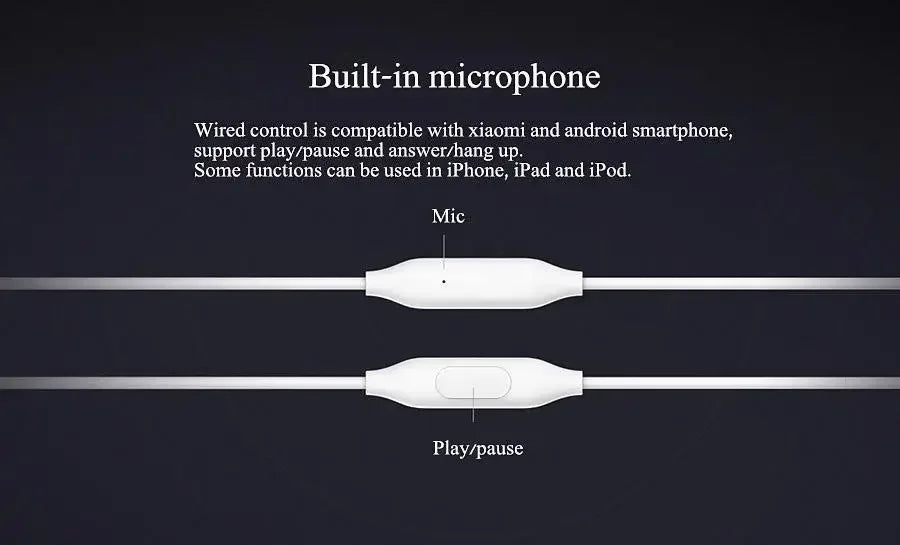 Original Xiaomi in-ear Sport Headphone with Mic Headset for Phone Xiaomi Samsung Huawei-Piston 3 Earphone Bass Wired 3.5MM