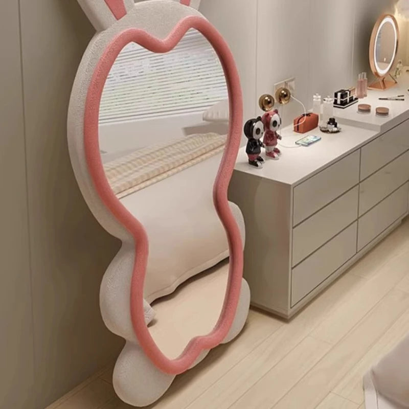 Rabbit exterior design whole body mirror large Cream style high-end elegant Floor standing full-length mirror bedroom furniture