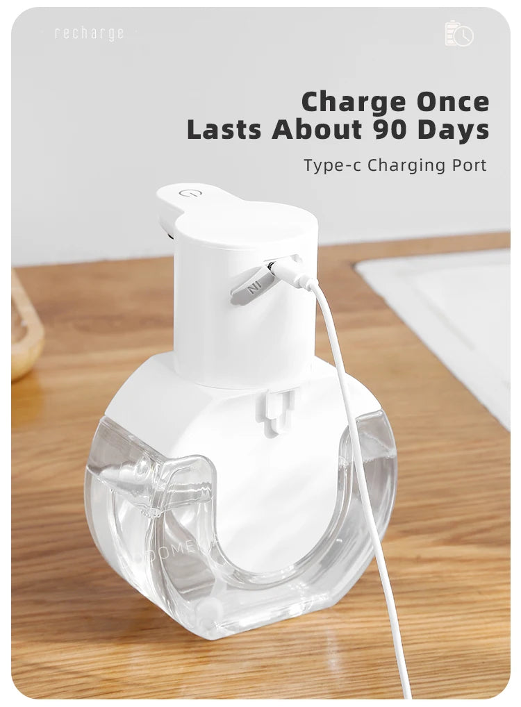 New Wall Mounted Automatic Soap Dispenser Foam Smart Hand Washing Machine 420ml Liquid Rechargeable Bathroom Induction Sensor