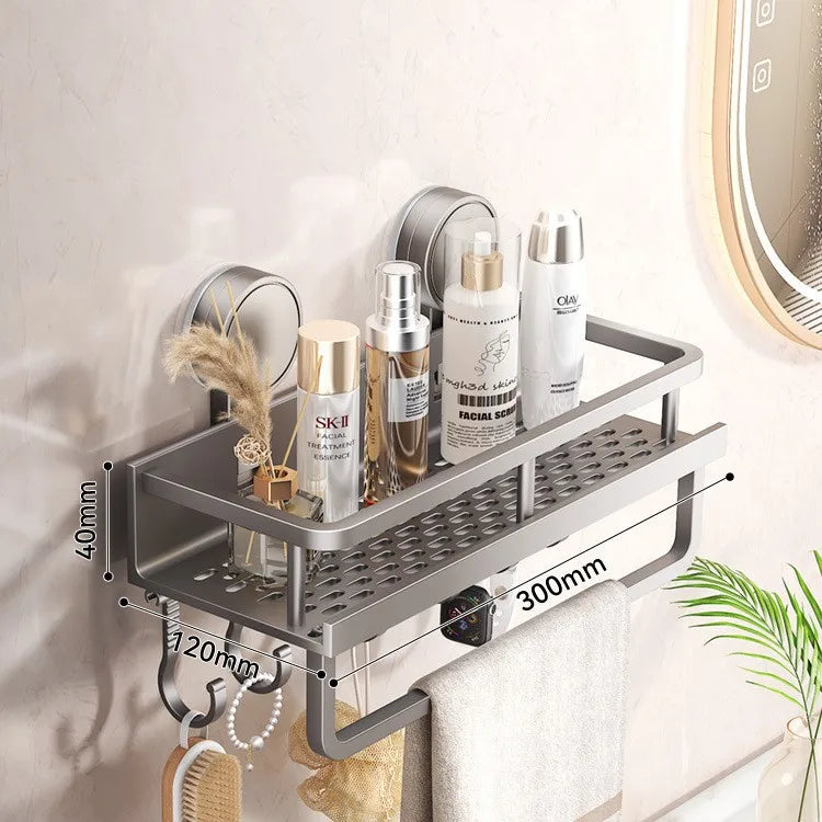 Suction Cup Bathroom Rack Bathroom Shelf Toilet Space Aluminum No Drill Hanging Rack Bathroom Organizer Hang On the Wall