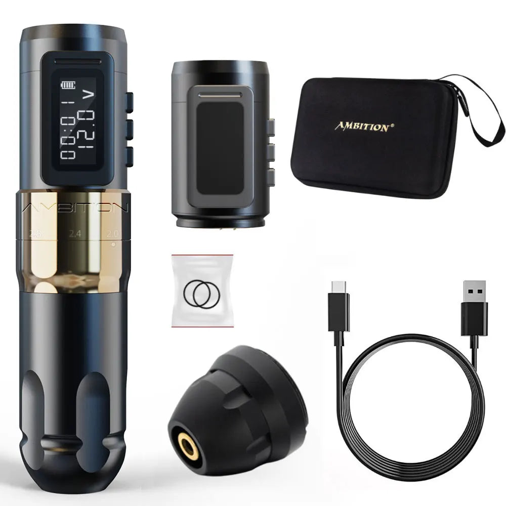 Ambition MARS-U Professional Wireless Tattoo Machine Pen Adjustable Stroke 2.2-4.2mm Cartridge 1800mAh Coreless Motor Tattoo Art