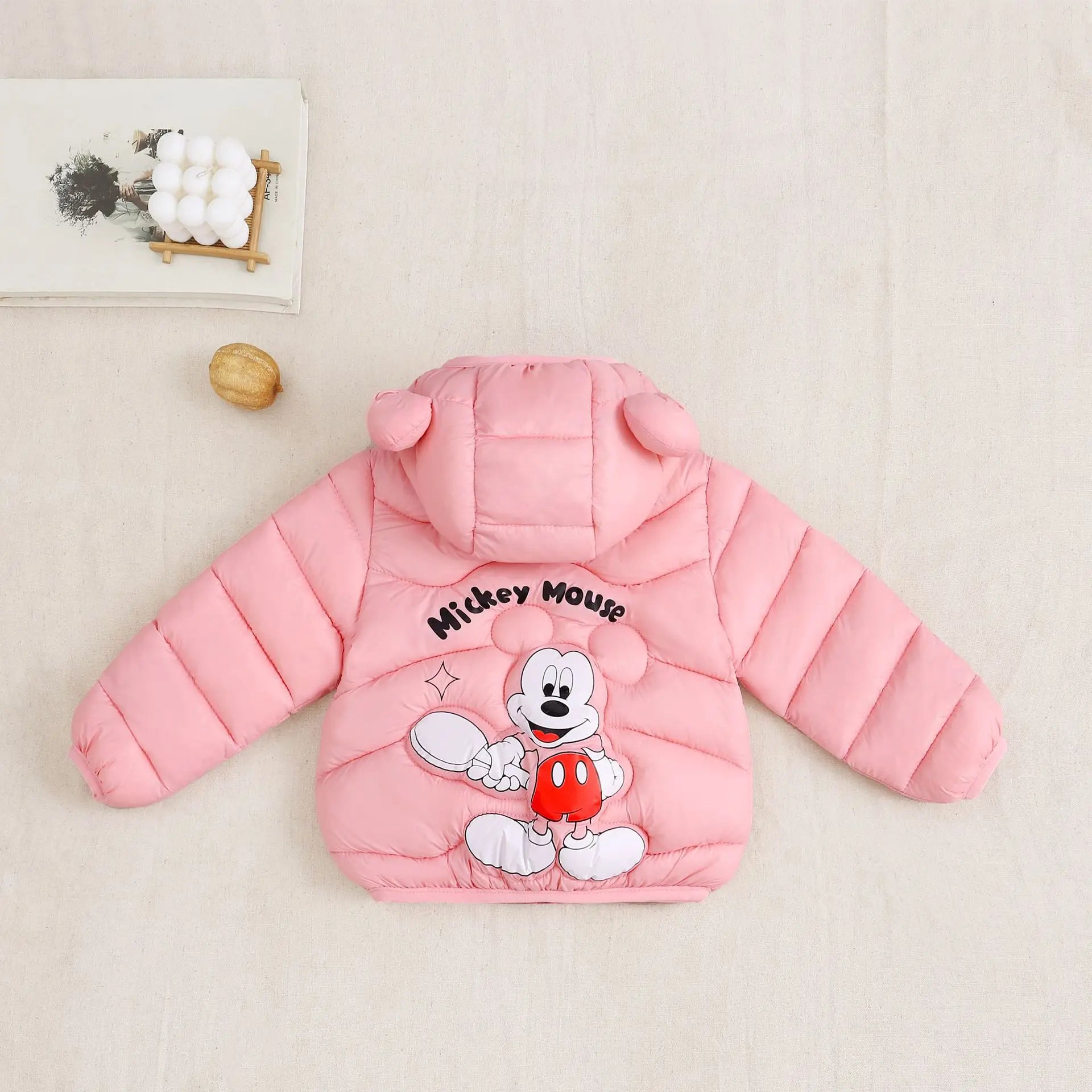 Mickey Mouse Kids Winter Hooded Coat New Lightweight Thermal Thicken Padded Jacket for Boys Girls Cotton Blend Zipper Outerwear