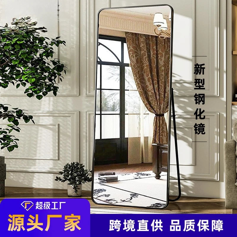Full Length Tempered Glass Dressing Mirror for Girls, HD Wall Mounted or Floor Standing, Antiexplosion, Home Bedroom
