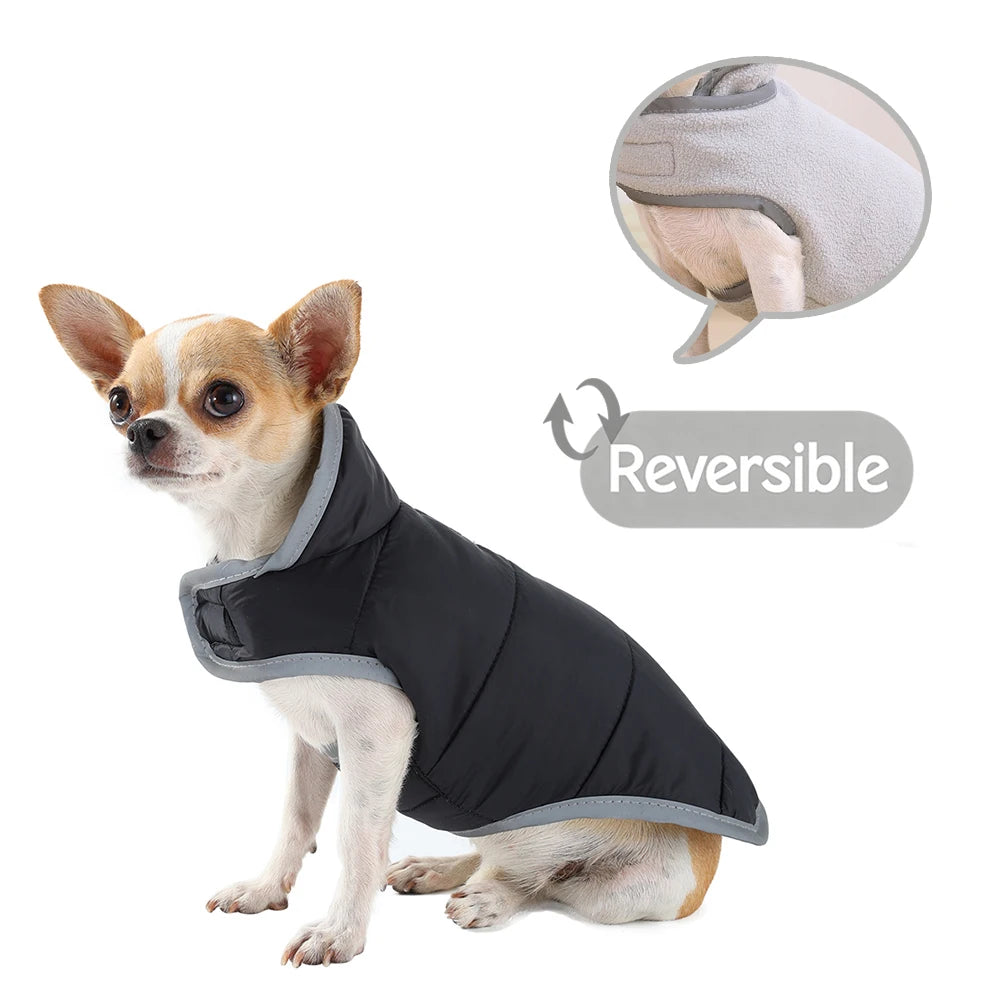 Reflective Pet Clothing Winter Reversible Fleece Dog Apparel For Small Medium Dogs Cats Waterproof Puppy Jacket Coat Chihuahua