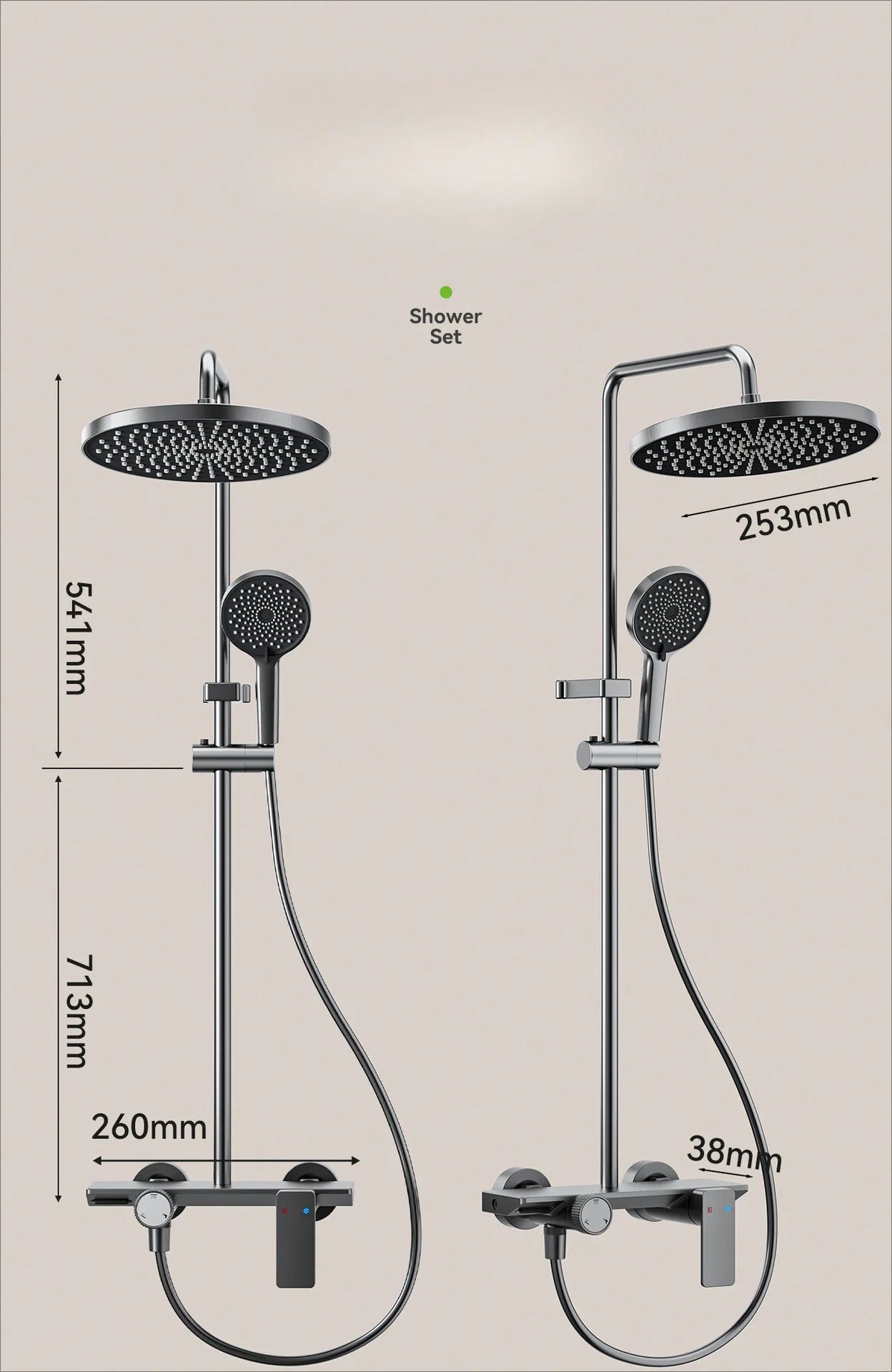Knob Type Three Ways Water Outlet Sunflower Shower System Wall Mounted Bathroom Shower Faucet Set Rainlfall Bathroom Shower Set