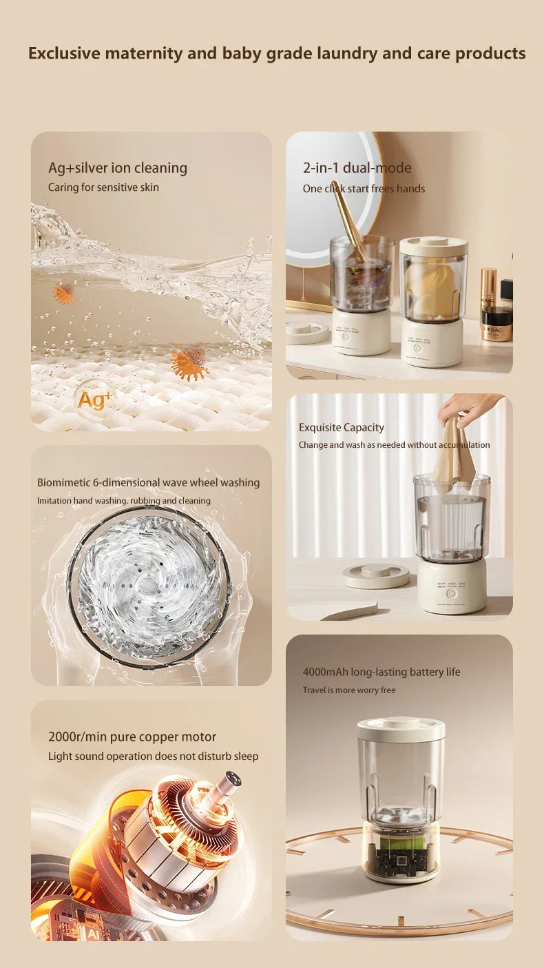 Portable Small Washing Machine Automatic Makeup Brush Cleaner Household Mini Washing Machine for Socks Underwear Panties Washer