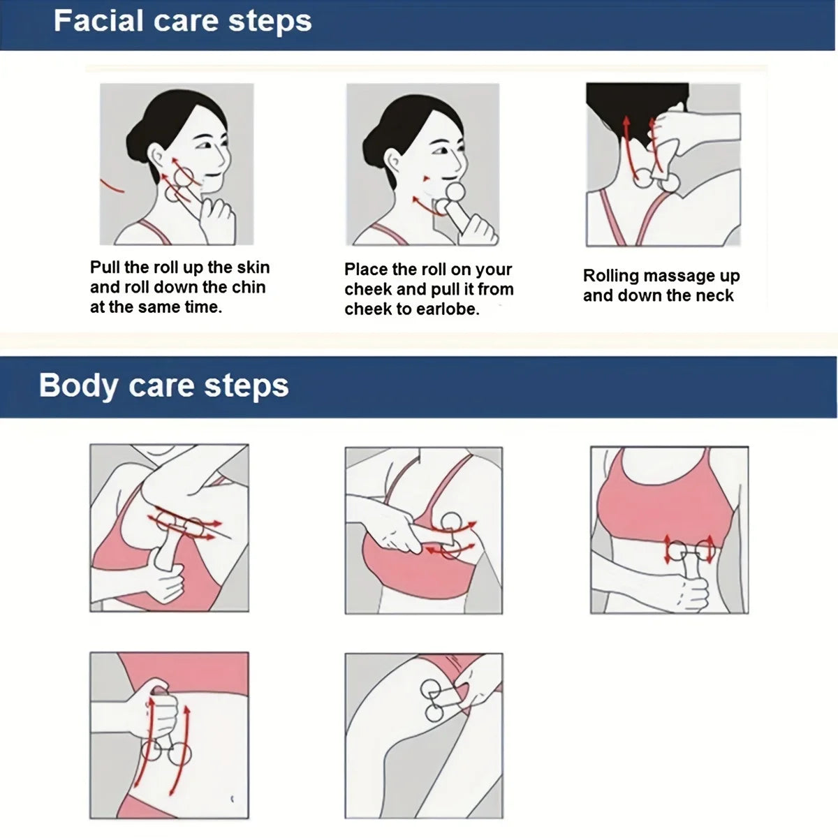 One Piece 3D Facial Roller Massage Tool - 3D Roller Face Slimmer - Manual Facial Massager - Silver