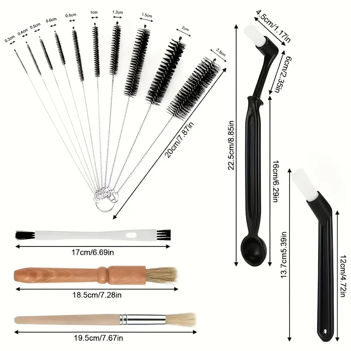 Coffee Brush Set Espresso Brush Kit Include Wooden Coffee Grinder Machine Cleaning Brush and Nylon Espresso Brush