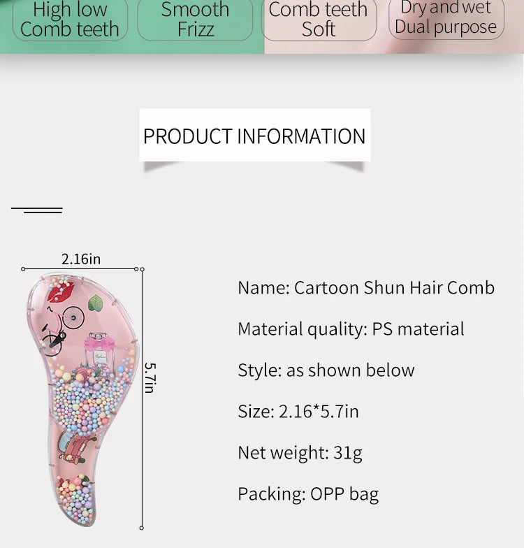 Children's Hair Smoothing Comb Anti-static Massage Hair Brush Tangle Detangle Shower Massage Hairbrush Comb Salon Hair Styl Tool